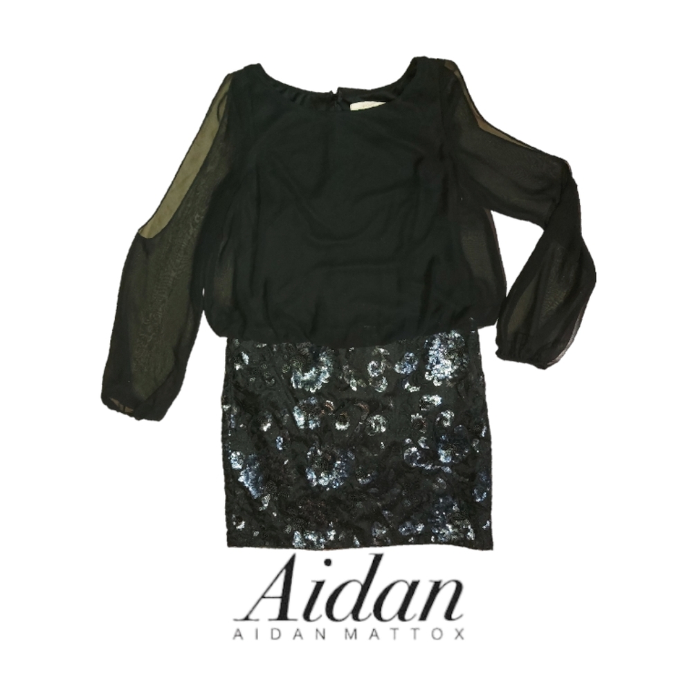 Aiden Mattox Cold Shoulder Sequin Dress